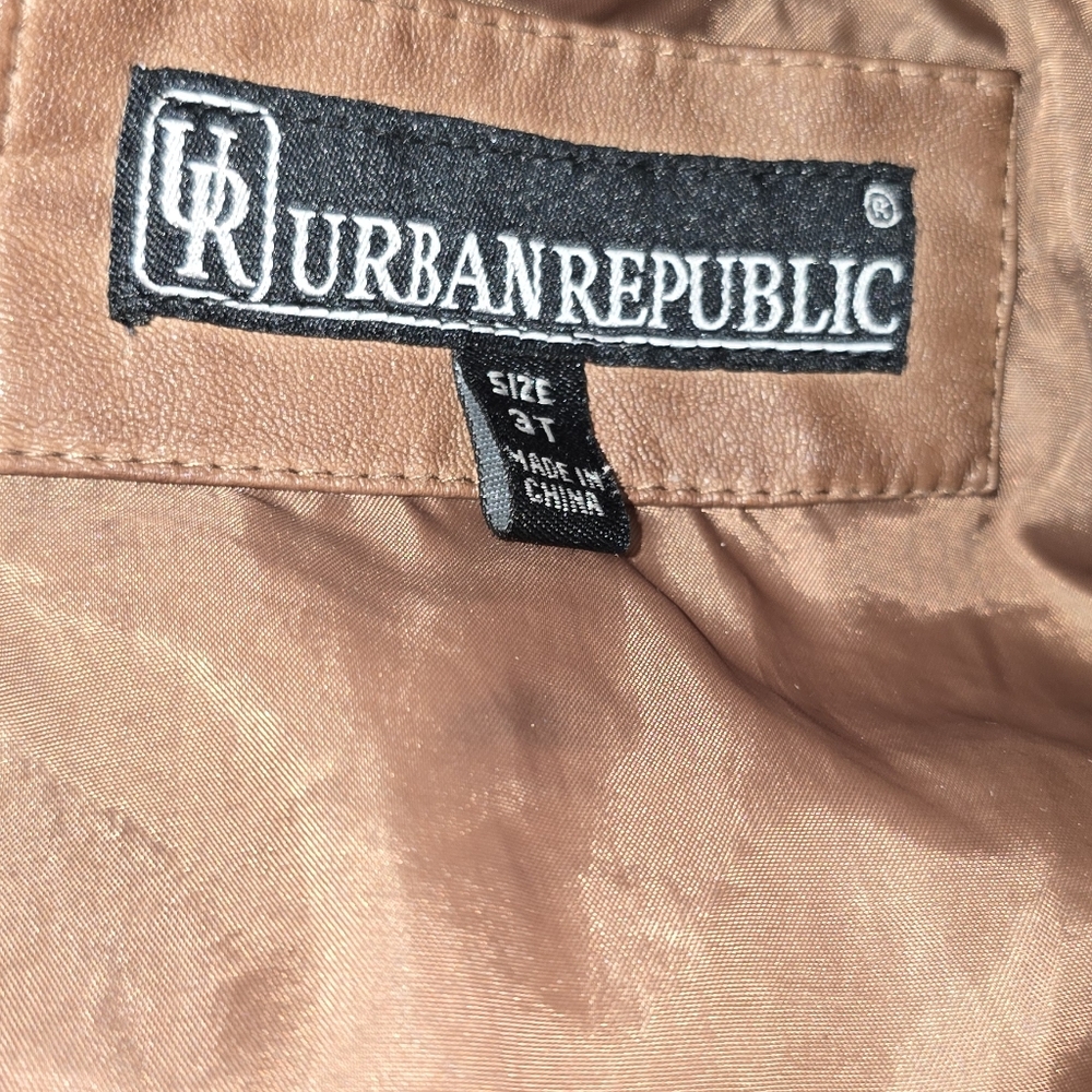 Brown Faux Leather Kids Jacket Size:3T - Picture 9 of 12